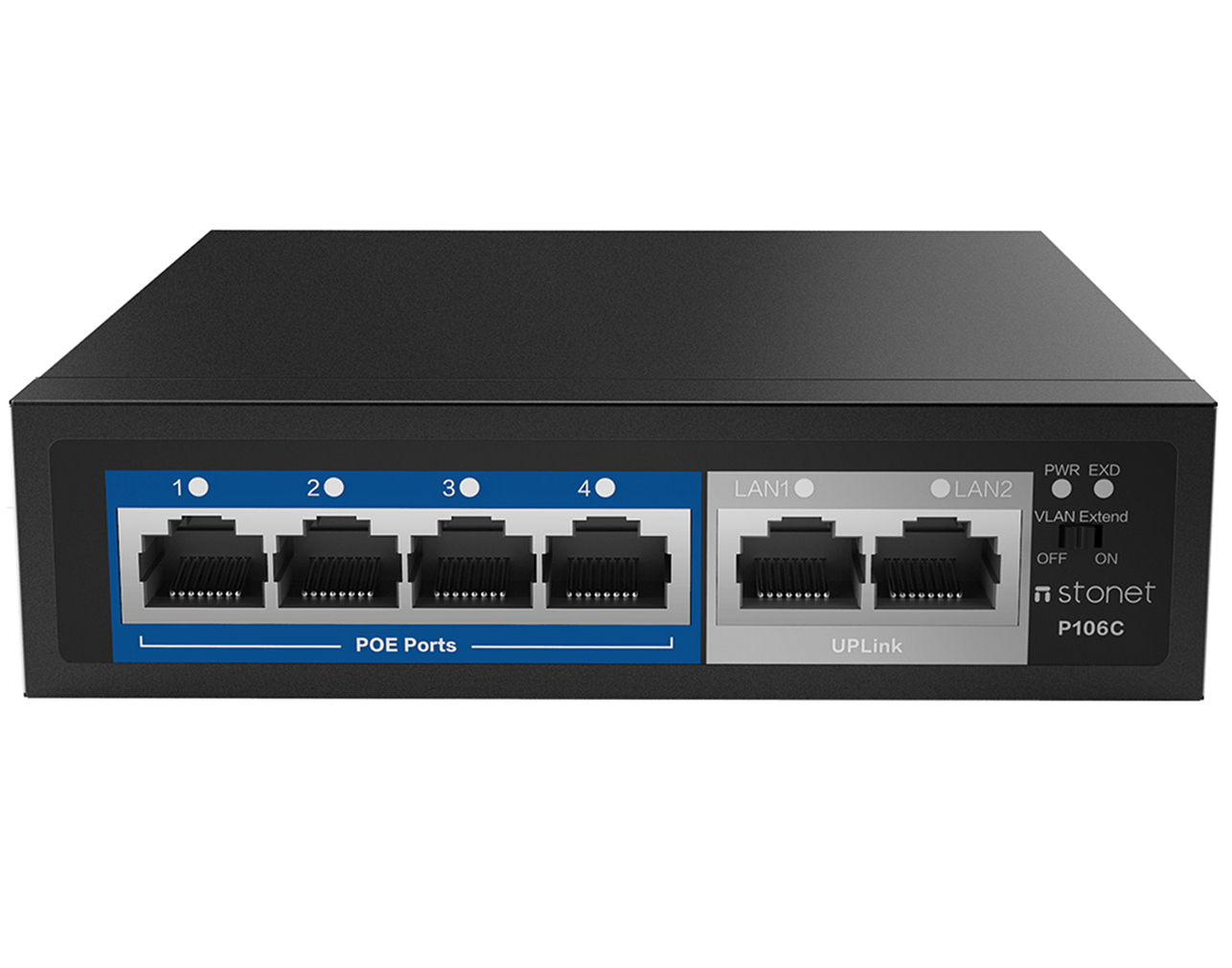 ETHERNET SWITCH 10/100Mbps 6P SWITCH 4P POE 802.0at/af P106C STONET