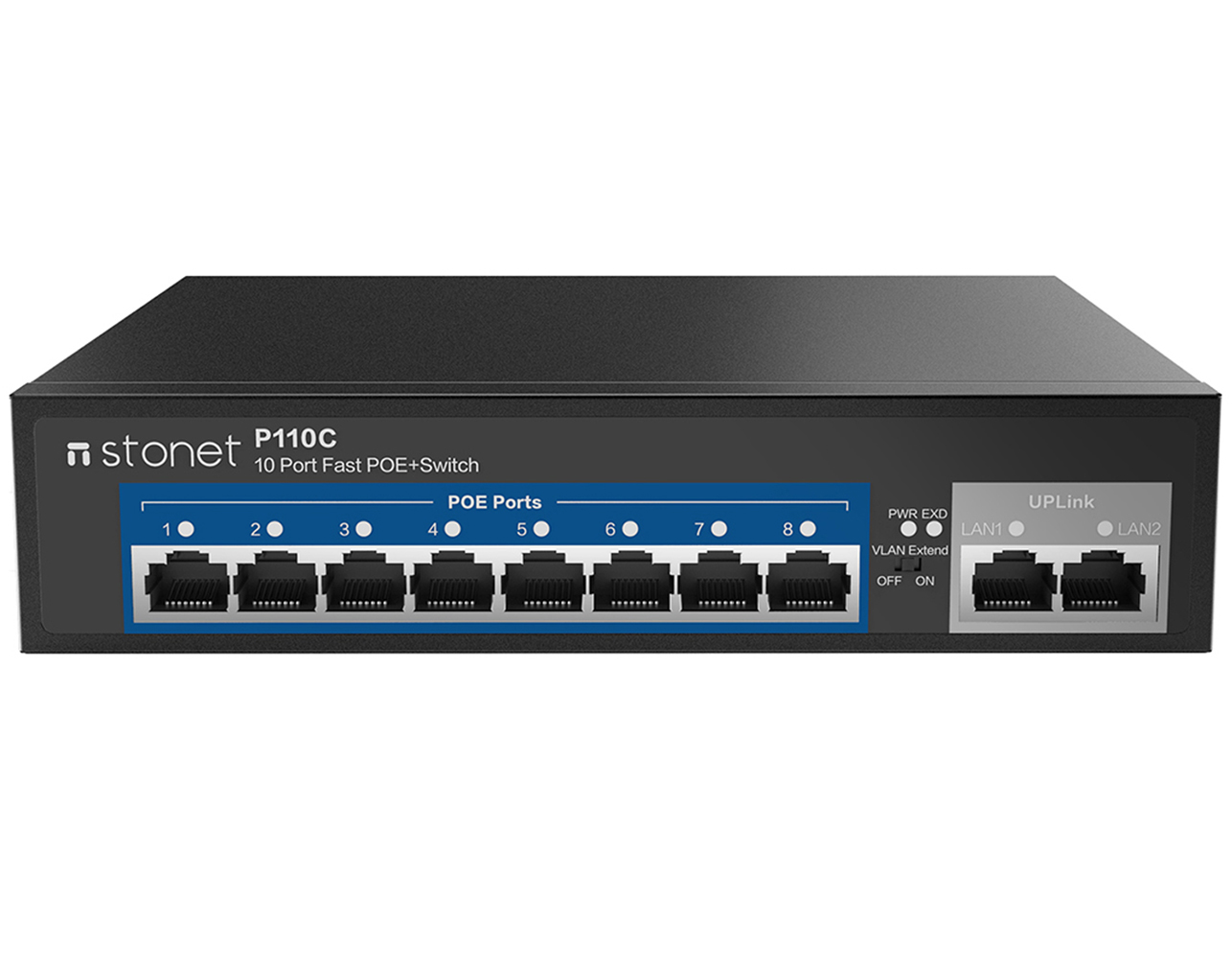 ETHERNET SWITCH 10/100Mbps 10P SWITCH 8P POE 802.0at/af P110C STONET
